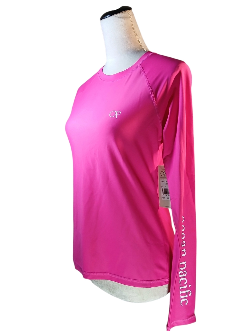 NWT Ocean Pacific Hot Pink Rashguard Sz Large - Picture 2 of 8